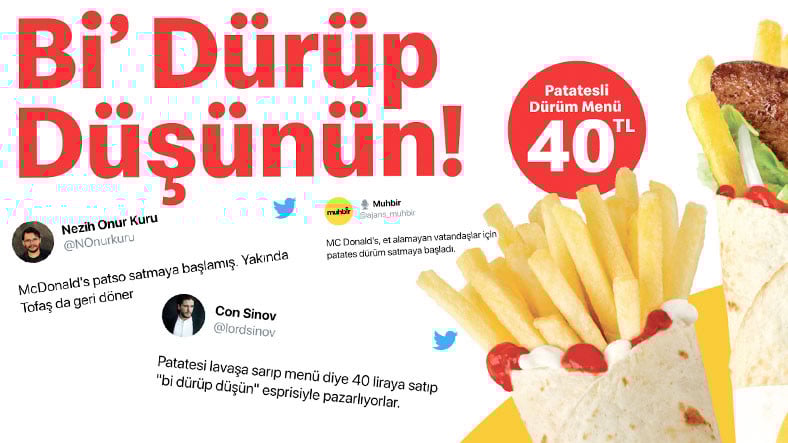 McDonald’s 80 TL’ye ‘Patates Dürüm Menü’ Satmaya Başlıyor