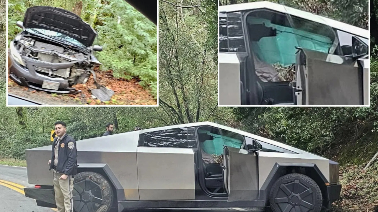 Tesla Cybertruck bir Toyota Corolla ile çarpıştı! (Corolla pert oldu)