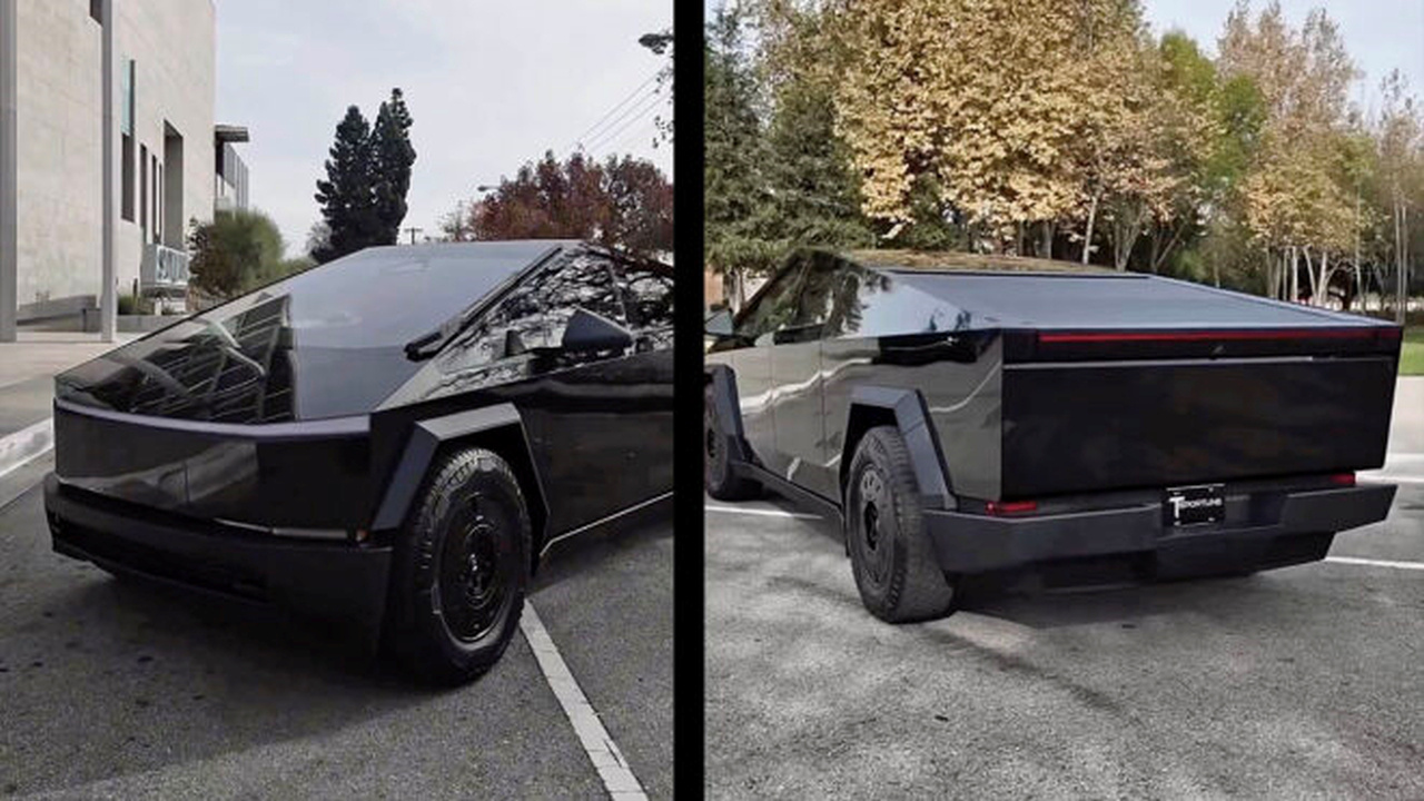 Parlak siyah renkli Tesla Cybertruck çok beğenildi!